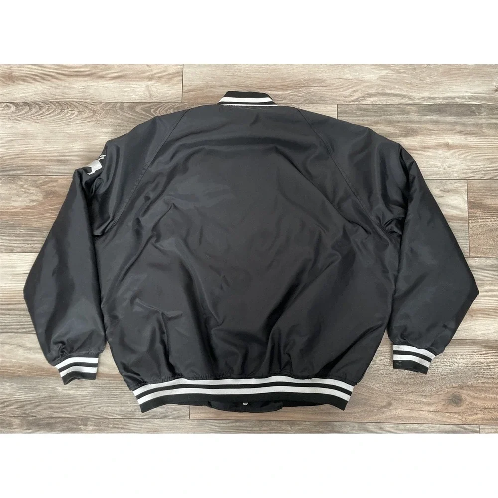 Vintage Buffalo Wild Wings Bomber Jacket Mens XL Westark Black Nylon Snap Front